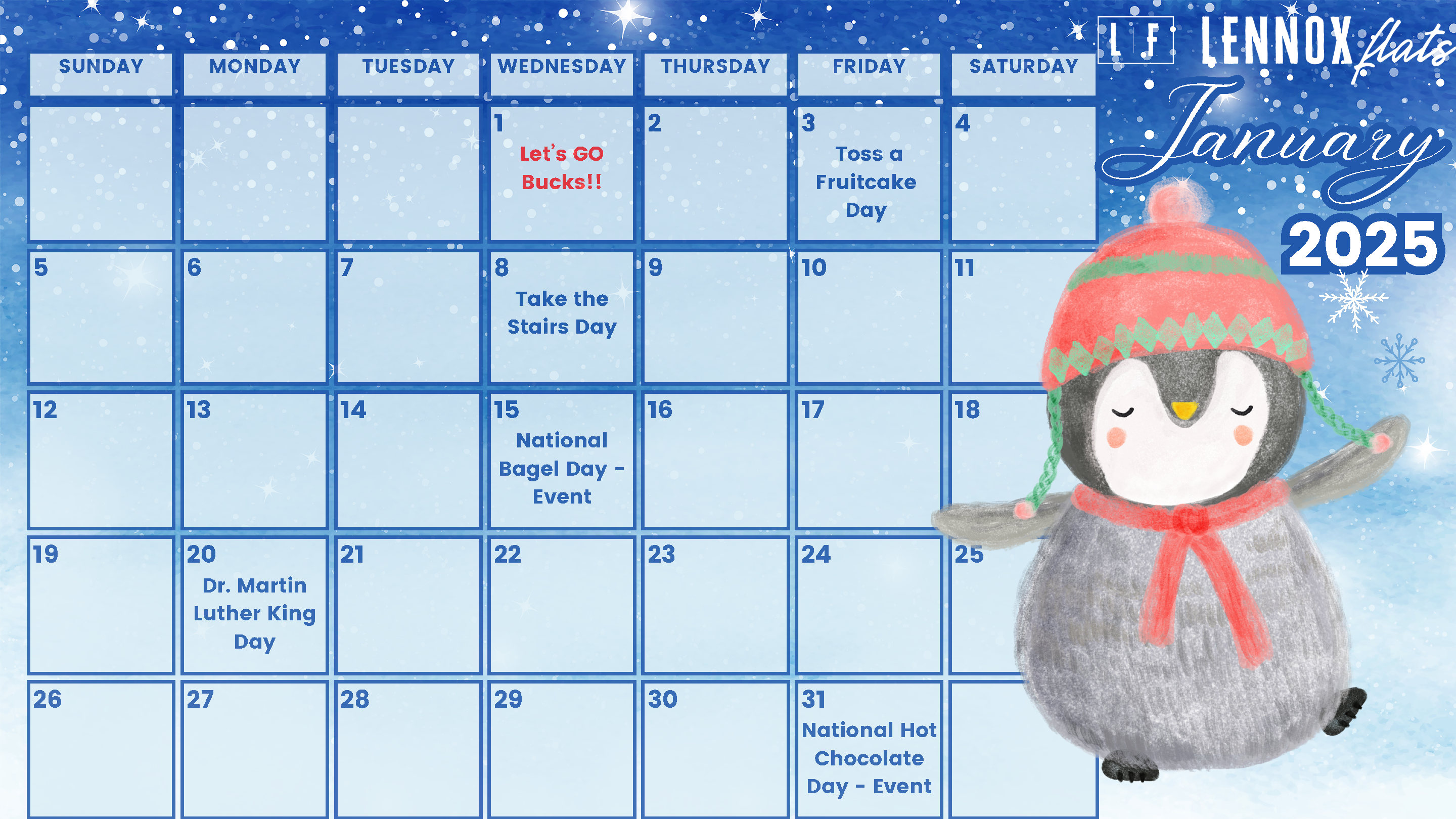 January Events Calendar