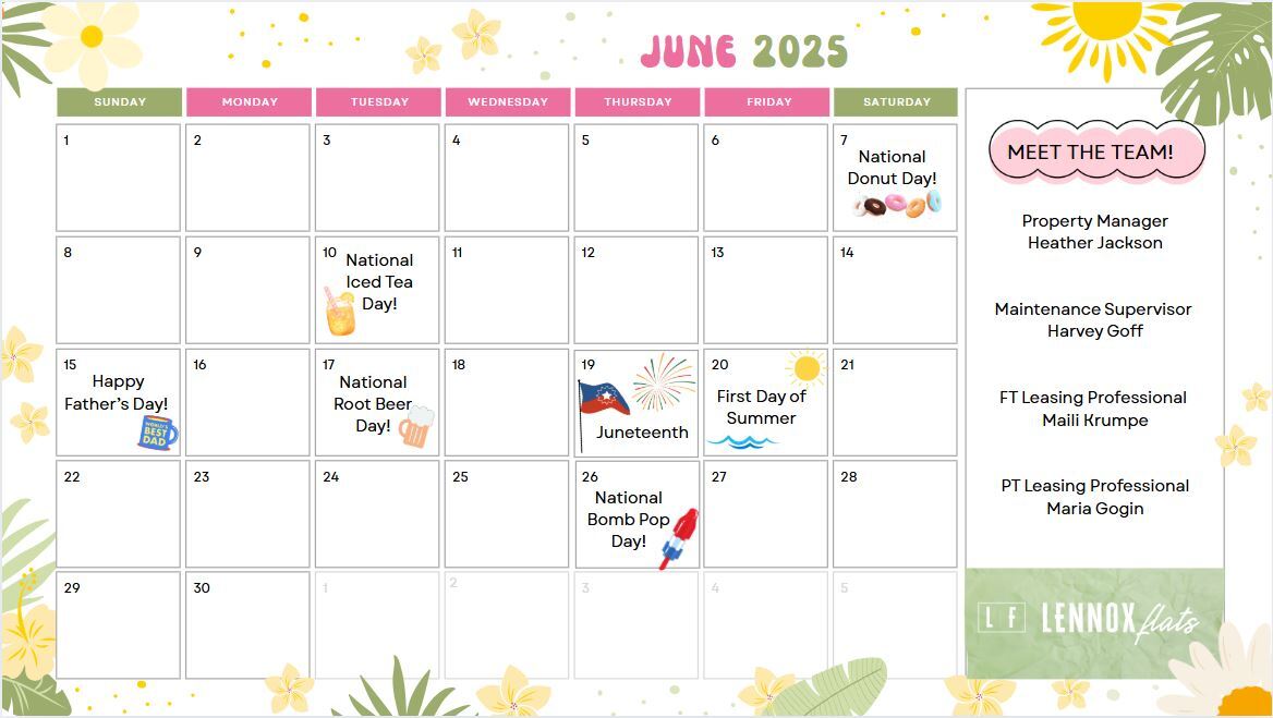 June Events Calendar