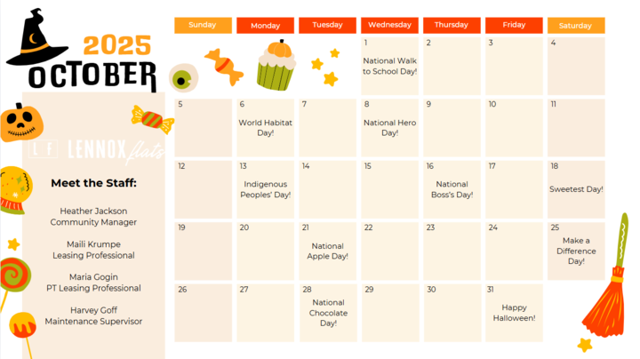  October Event Calendar